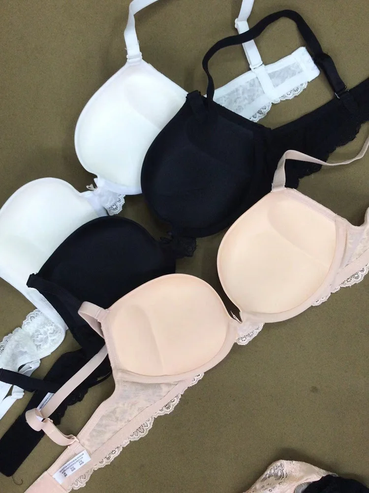 

The new summer women's underwear set, gather up comfort bra, fashionable sexy lace panties, white bra set, light color C cup.