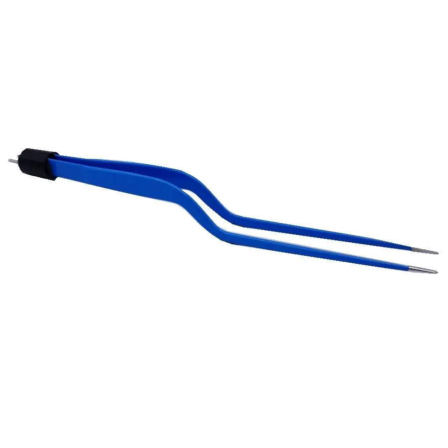 Disposable AHA Blue Bipolar Forceps Tweezers Straight or Curved for Electrosurgical unit，L:20cm ,tip 0.5mm