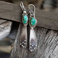bohemian raw turquoise earrings geometric blue stone dangle earrings boutique jewelry holiday gift cowgirl classic ljk49fi