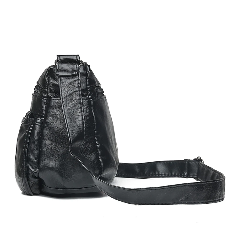 Женская сумка через плечо из мягкой искусственной кожи повседневная черная