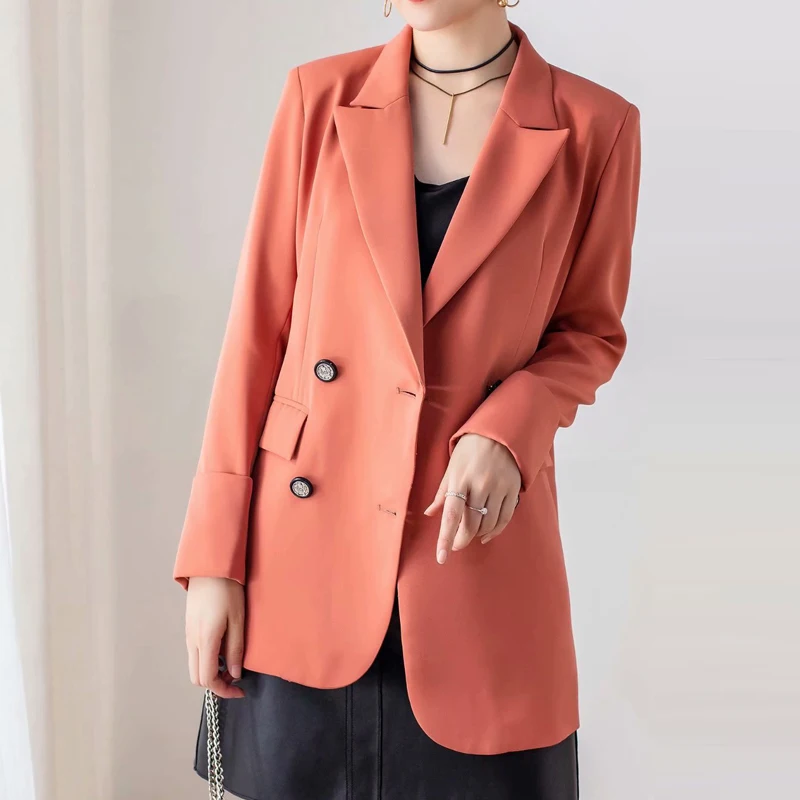 New HIGH QUALITY Fashion 2021 Designer blazer Women's tailored collar Long sleeve Double Breasted Blazer coat