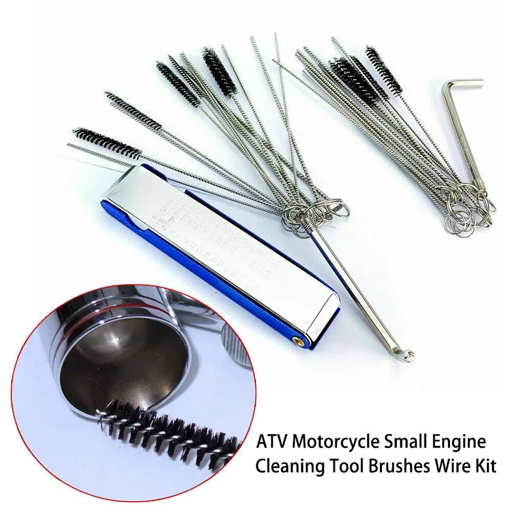 

45pcs Carburetor Carb ATV Motorcycle Small Engine Cleaning Tool Brushes Wire Kit Cleaning Needles Brushes+Carburetor Cleaner