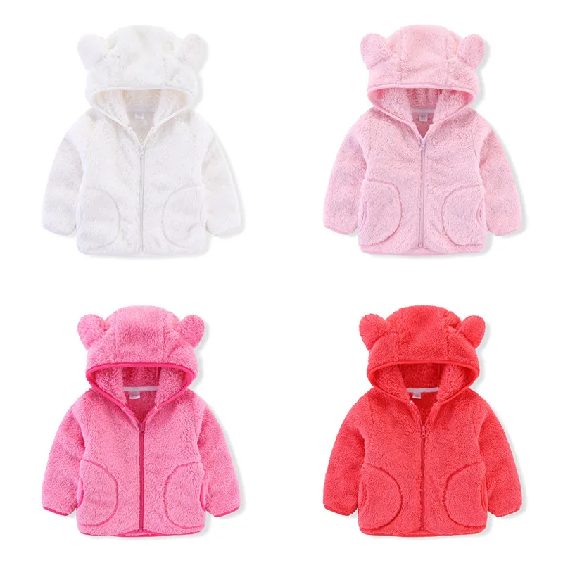 

New Arrival Winter Fleece Boys Girls Hoodies Baby Jackets Zipper Long Sleeve Children's Outwear Coats