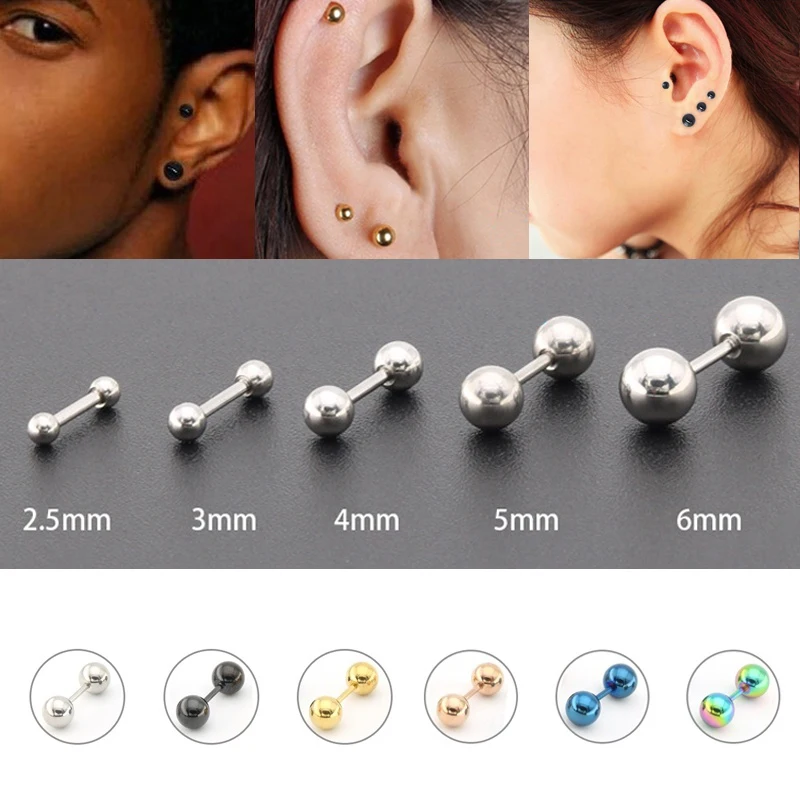 

5pcs Stainless Steel Cartilage Stud Earrings for Women Tragus Helix Bar Barbell Ring Ear Piercing Body Jewelry 16G Earing Sets