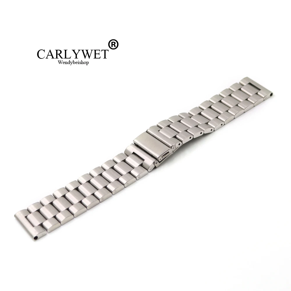 

CARLYWET 22 24mm Silver Solid Screw Links Replaceme 316L Stainless Steel Wrist Watch Band Bracelet Strap With Double Push Clasp