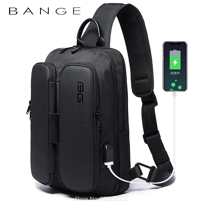 

New Fashion Trend Men Chest Bag Sling Crossbody Messenger Bags USB Charging Waterproof Leisure Travel Shoulder Packs