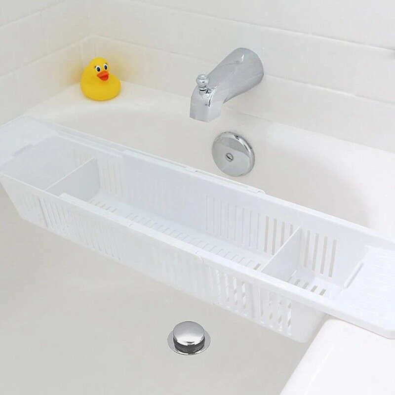 

Bathtub Caddy Tray Plastic Bathtub Basket Shelf Rack Bath Toys Organizer Retractable Storage Rack MOWA889