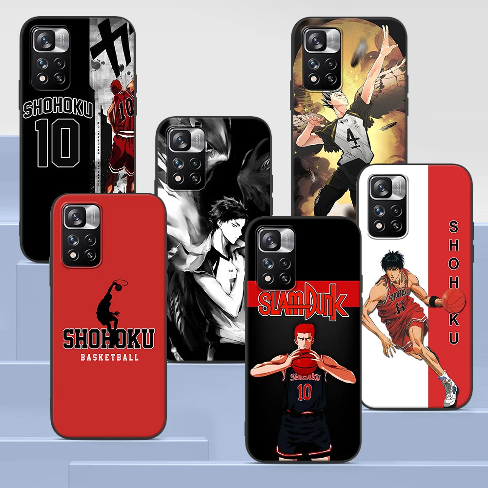 

Anime Slam Dunk Case for Xiaomi Redmi Note 9S 9 8 10 11 Pro 9C 9A 7 8T 7A 8A 6A 6 10S Black Soft Silicone Cell Phone Cover Coque