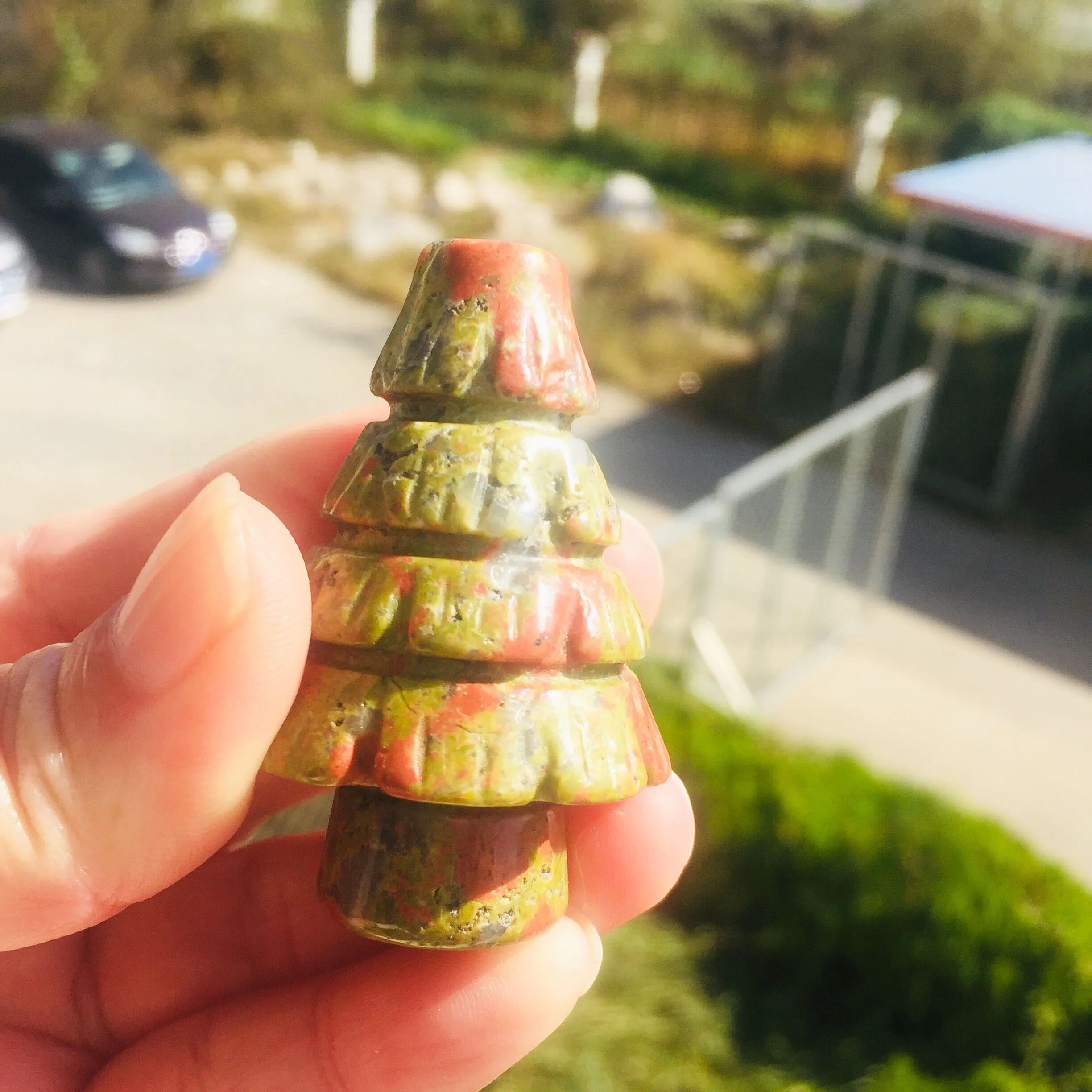 

1PCS Natural Hand Carved Jasper stone Christmas Tree Shape Healing Crystal Christmas Tree For Christmas Gift