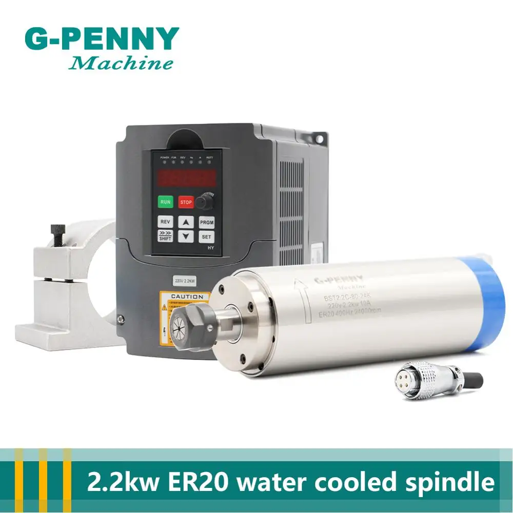 Шпиндель с водяным охлаждением электродвигатель ЧПУ 4 подшипника 80x230 мм 2 кВт VFD