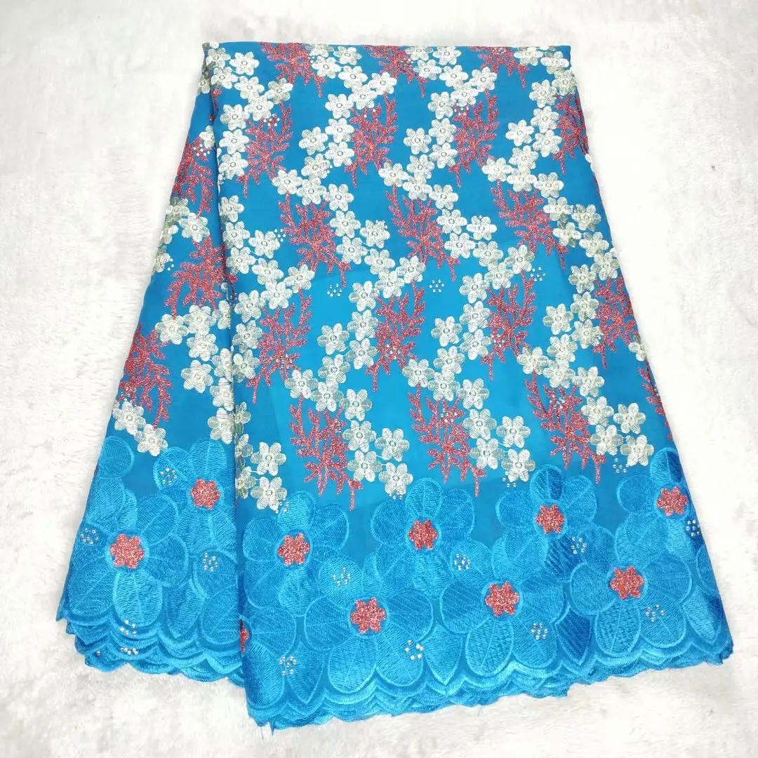 

African Lace Fabric 5Yards Swiss Voile Dry Lace in Switzerland Embroidery African Cotton Swiss Lace Fabric for Dress QS1515-8