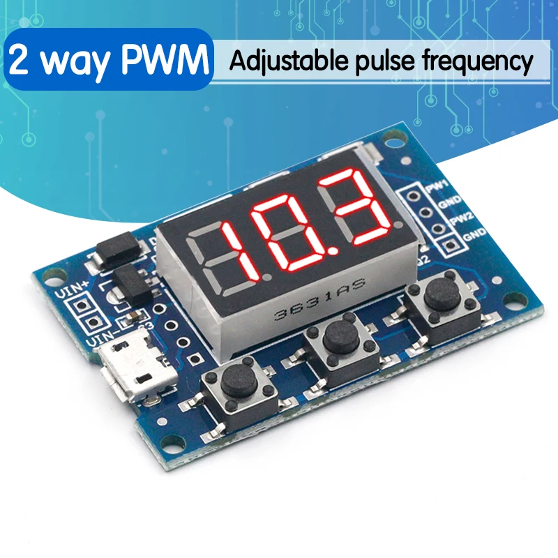 Постоянный ток 5-30V микро USB 5V Мощность независимый генератор PWM 2 канала