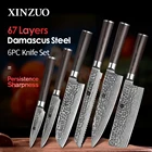 Набор кухонных ножей XINZUO, из японской дамасской стали, 6 шт., поварской нож с ультра-острым лезвием, 62 HRC, нож для готовки, инструменты, рукоятка из пакавуда