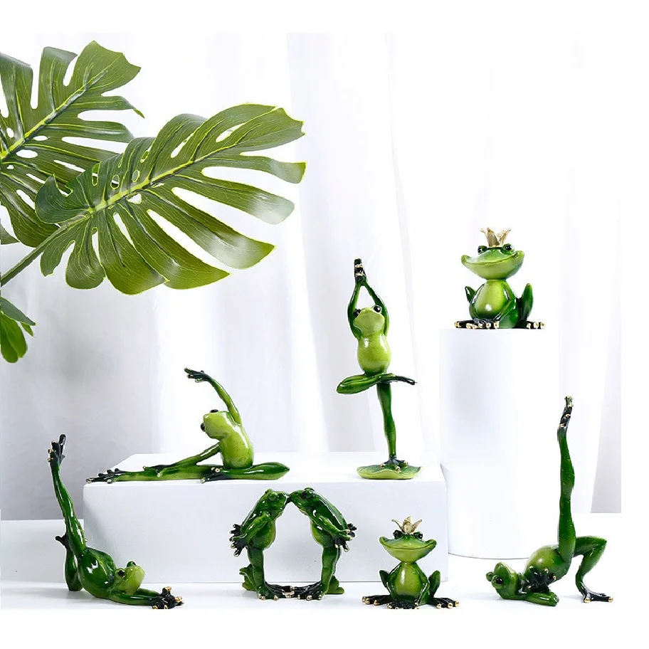 Украшение для дома Kawaii Yoga Frogs статуэтка девушка мечты Современная смола домашняя
