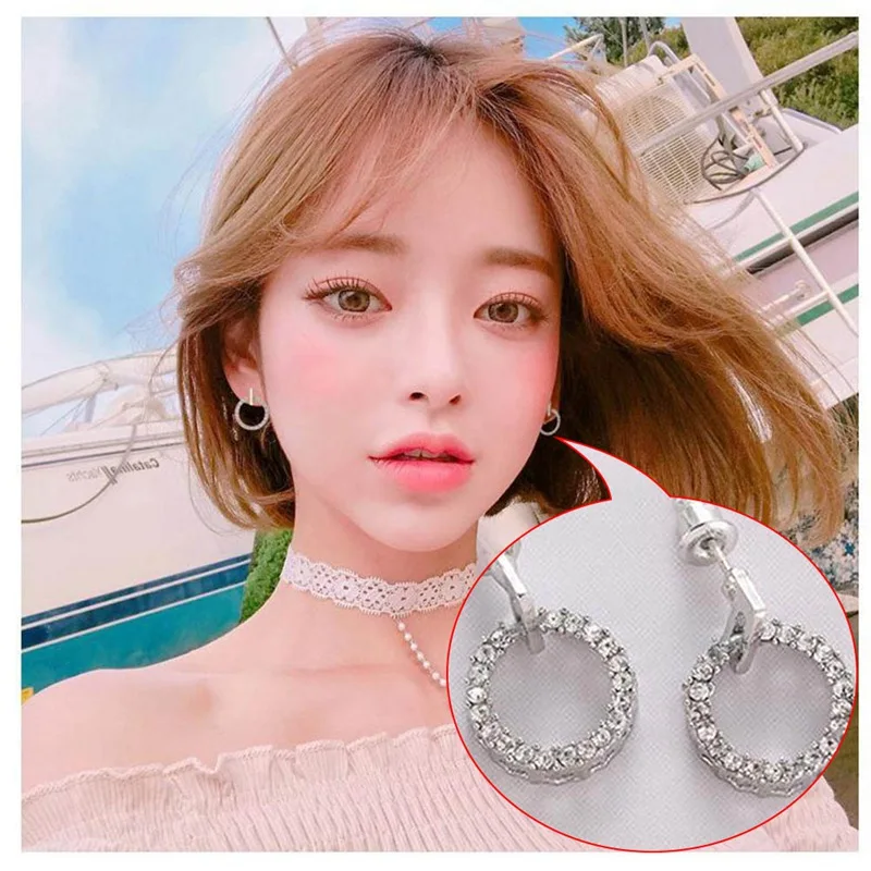 Круглые серьги Стразы с кристаллами гипоаллергенные дикой природы изысканные