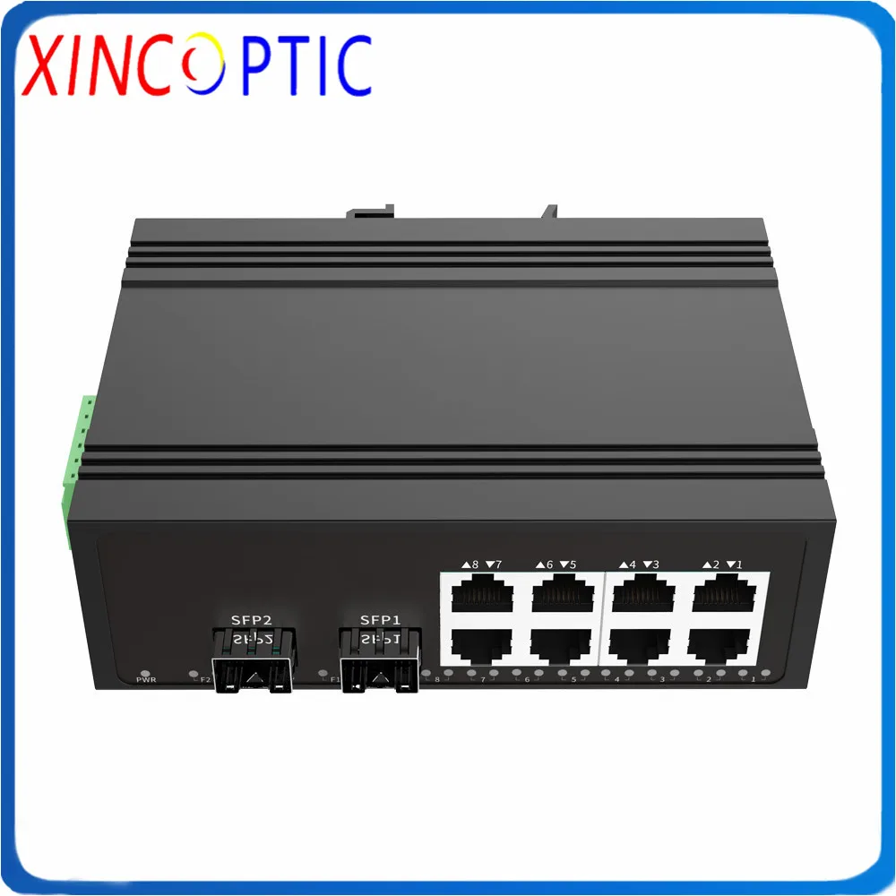 2SFP + 8RJ45 10/100/1000M 2 волокна и за исключением SFP 10-портового Din-рейки промышленный