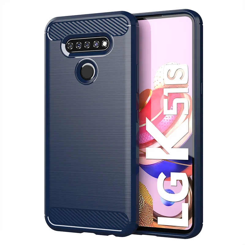 Для LG K51 чехол из углеродного волокна противоударный для телефона защитный