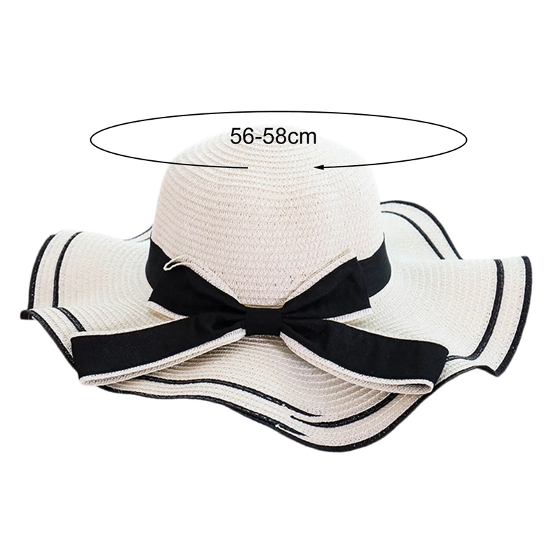 

Summer Seaside Sunscreen Sun Hat Fashion Ladies Bow Knot Big Brim Beach Straw Hat