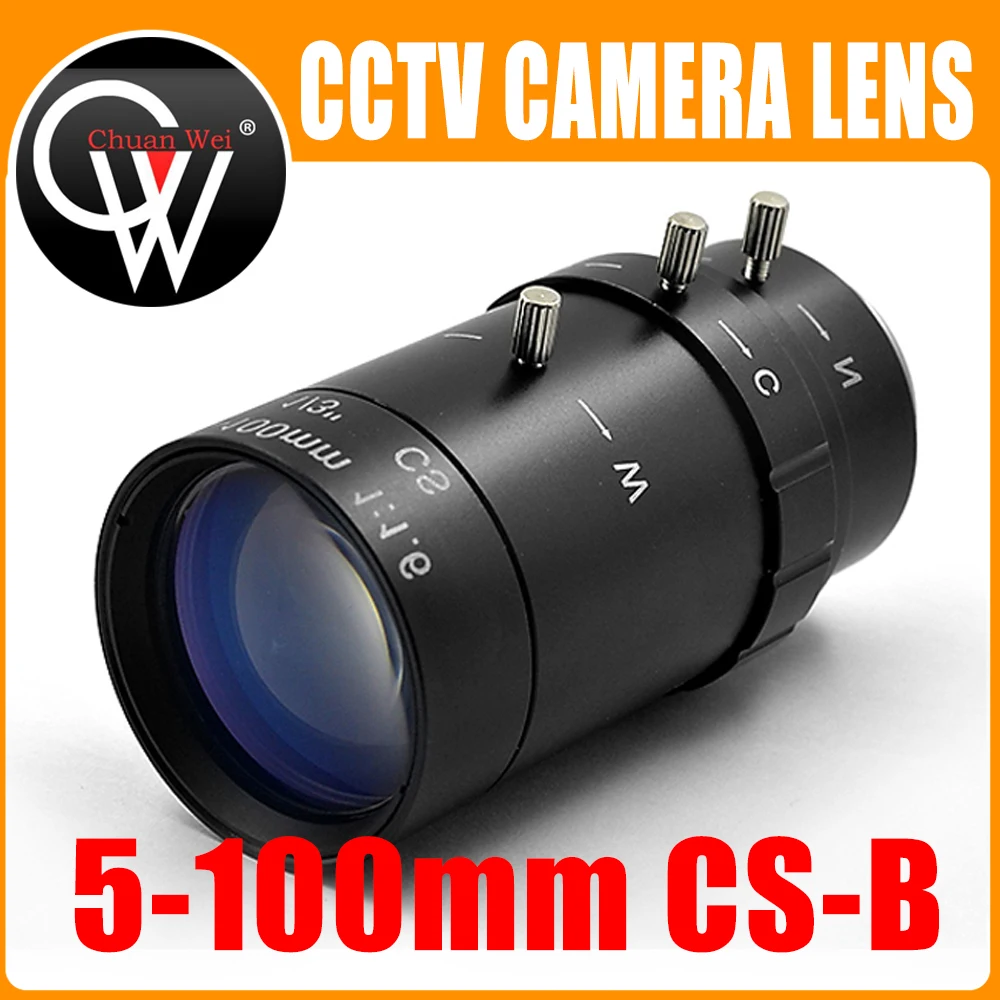 

New HD 5-100mm CS F1.6 lens 1/3" Varifocal zoom Manual Iris zoom lens for Security CCTV Camera -B