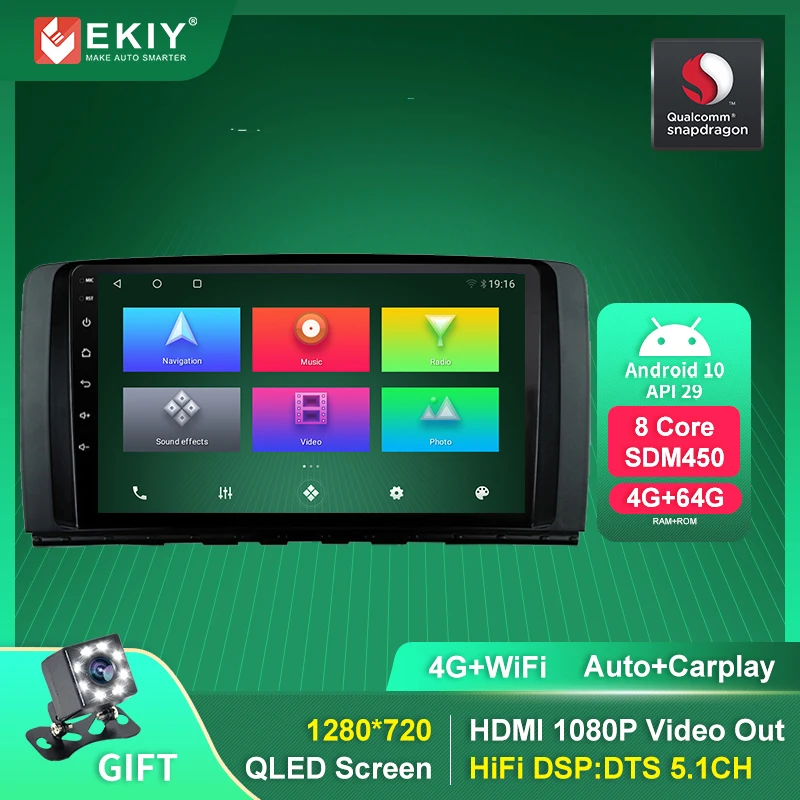 

2 Din Car Radio For Mercedes Benz R Class R-Class R300 R350 2006-2014 Supports Auto+Carplay 4G+WiFi Stereo Video Player No DVD