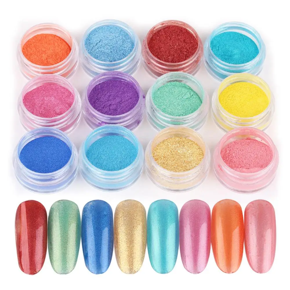 Зоопарк на голубом 12 шт./компл. нейл-арта перламутровый порошок Волшебное зеркало