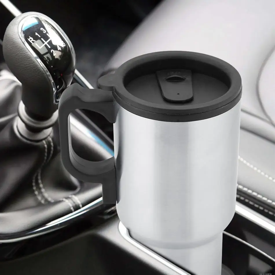

12V 450ml Electric Kettle Car Boiling Pot Stainless Steel Heating Cup With Car Charge Plug Home Travel Use Milk Tea Thermal Mug