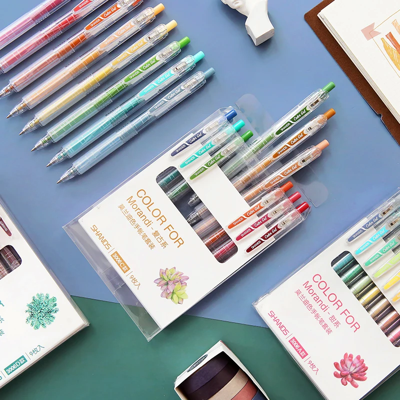 Morandi Цвет Системы гелевая ручка для 0 5 мм черного цвета 9 шт. |