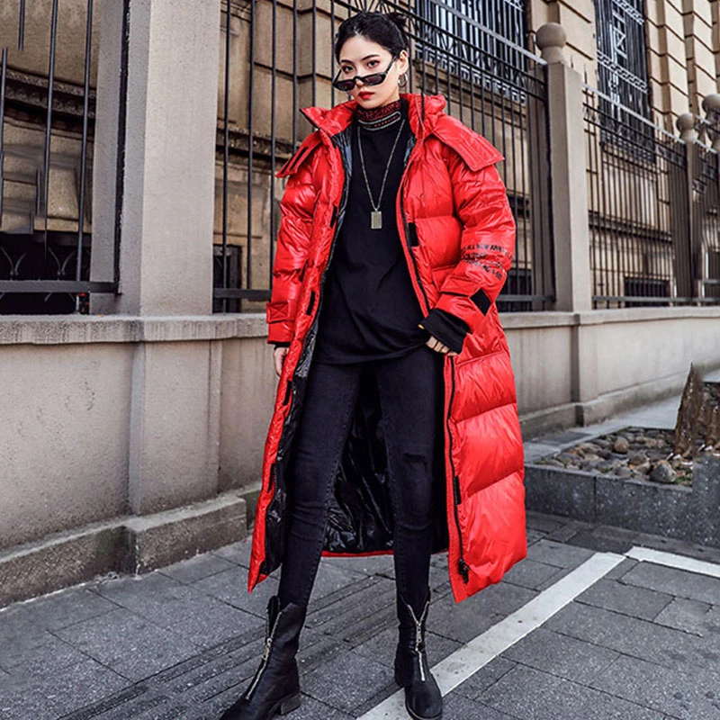 Зимняя Глянцевая парка 2020 спортивная теплая куртка женское Свободное длинное