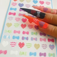 2021 new 3d self adhesive bohemia lovly sweater heart bow image nails stickers for nails sticker decorations manicure z0468