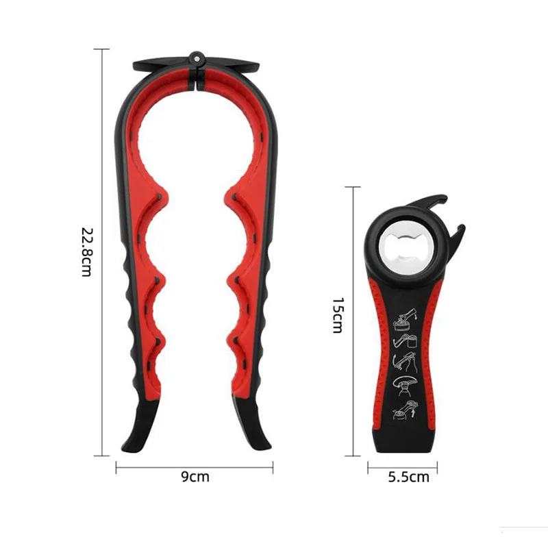 

2Pcs/lot 5 In 1 Bottle Openers Multi-Function Easy Jar Can Opener Kit Kitchen Bottle Can Lid Twist Gripper With Silicone Handle
