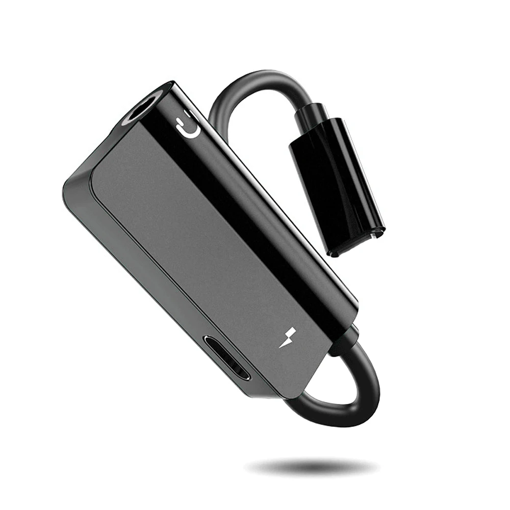 Черный 2 в 1 для адаптер для iPhone для Lightning+ 3,5 мм аудиокабель наушников адаптер вспомогательный конвертер для iPhone XR XS Max(N918 - Цвет: Черный