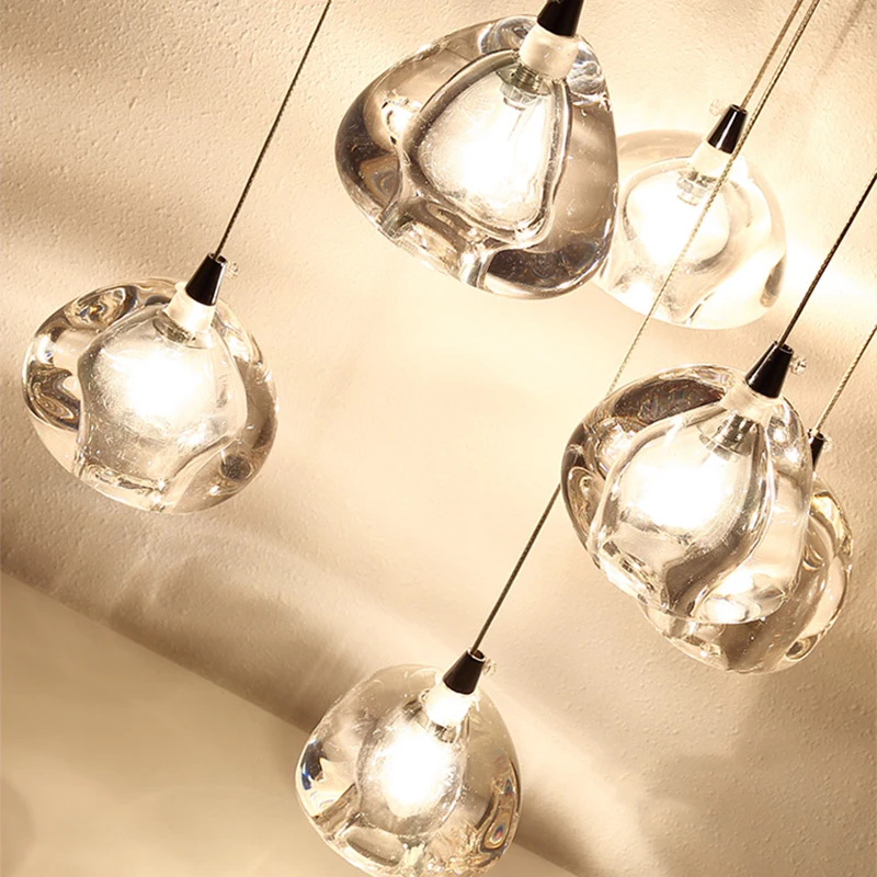 YOOGEE-lámpara colgante de cristal para sala de estar, luces LED de bola para escalera, iluminación interior moderna para vestíbulo de cocina