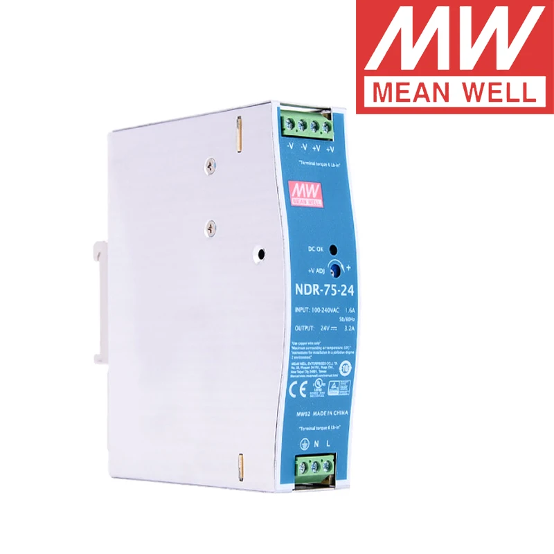 

Original Mean Well NDR-75-24 meanwell DC 24V 3.2A 76.8W Single Output Industrial Power Supply