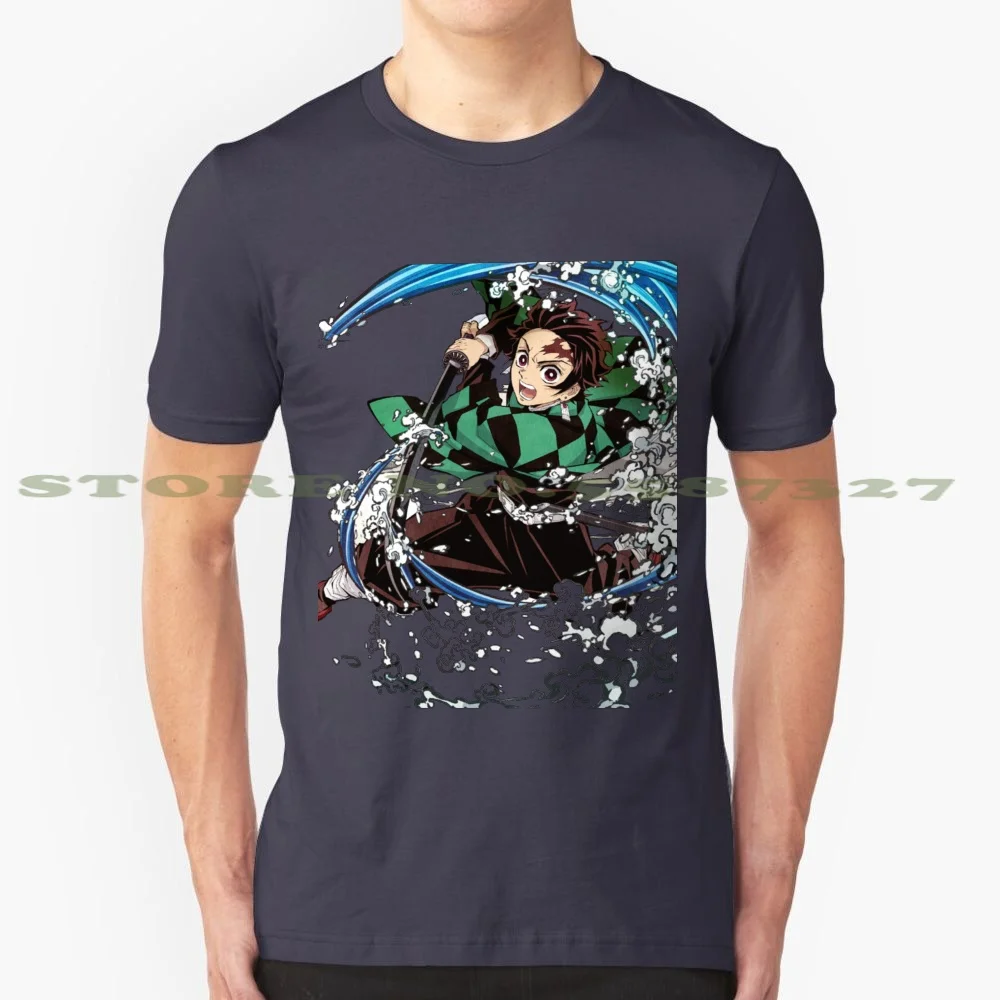 

Забавная графическая футболка Tanjiro на заказ, демон, катана, нежная битва, катана, водный дракон, водный дракон, синий, зеленый, черный
