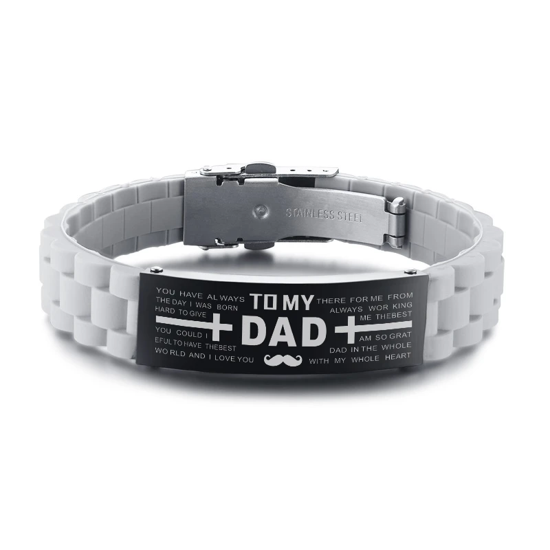 

Custom Engrave Name Black Gray Silicone Bracelets Men Women Punk Stainless Steel Identification Wristband Pulsera Personalizada
