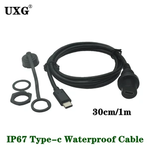 USB-C IP67 Waterproof Cable type-c 3.1 IP 67 Male to Female Panel Mount Water Proof Connector Extension cord 5Gbps