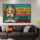 Картина на холсте я в основном мир и любовь светильник плакат и принты, Йога, медитация, украшение для гостиной, картина для домашнего декора