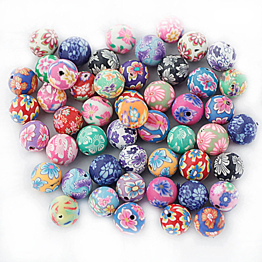 

50x Polymer Clay Loose Spacer Beads Charms For Jewelry Making DIY Craft Findings