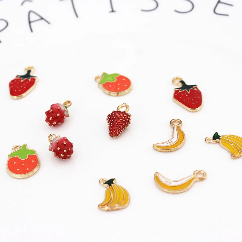 

Подвеска для ювелирных изделий, в виде фруктов, арбуза, банана, амулеты "Клубника", 10 шт.
