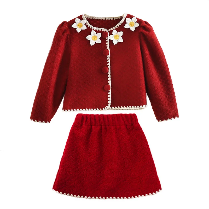 

Новое поступление, детская одежда для осени и зимы, Детская эксклюзивная одежда, пальто и юбка, модные комплекты из 2 предметов для девочек