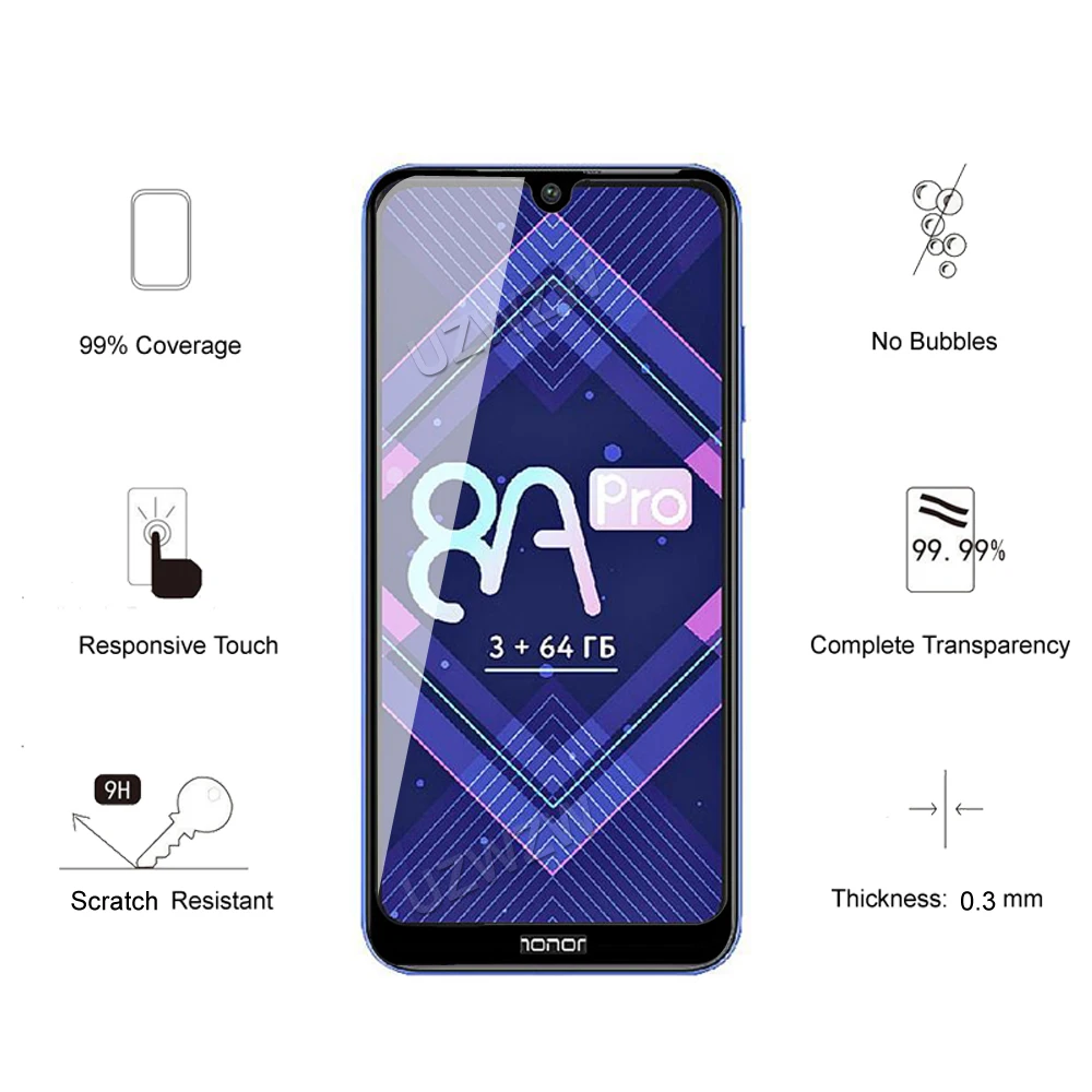 Закаленное стекло для Honor 8A Pro/8A полное покрытие защита экрана телефона защитная