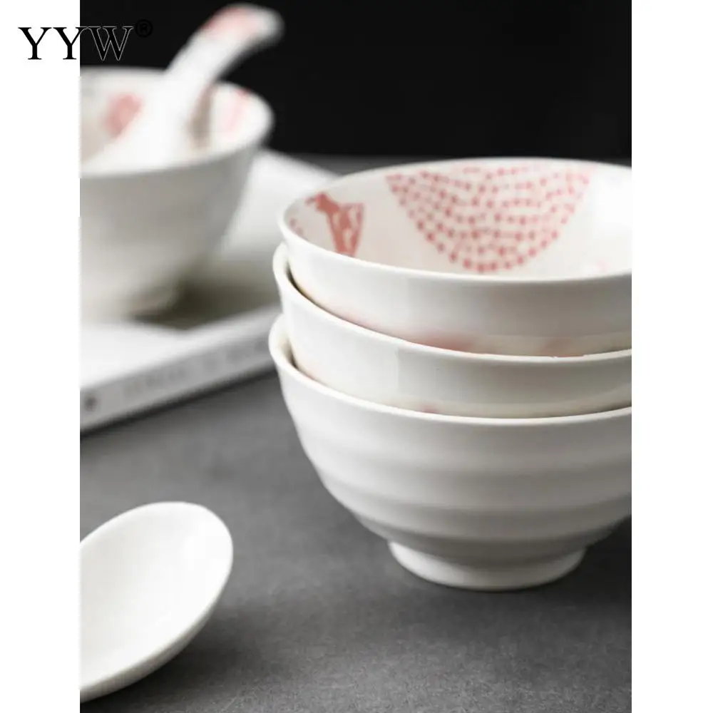 

3pcs/Lot Embossed Bowl 4.5 Inch Ceramic Creative Rice Bowl Dessert Dark Green Glazed Bowl For Household Or Kitchen Accessories