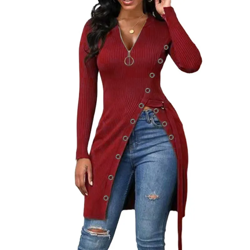 

Sexy Long T Shirt Women Blusas Casual Ladies Tops Tee Fashion Screw Thread T-Shirt Woman Clothes Harajuku Tshirt Camisas Mujer