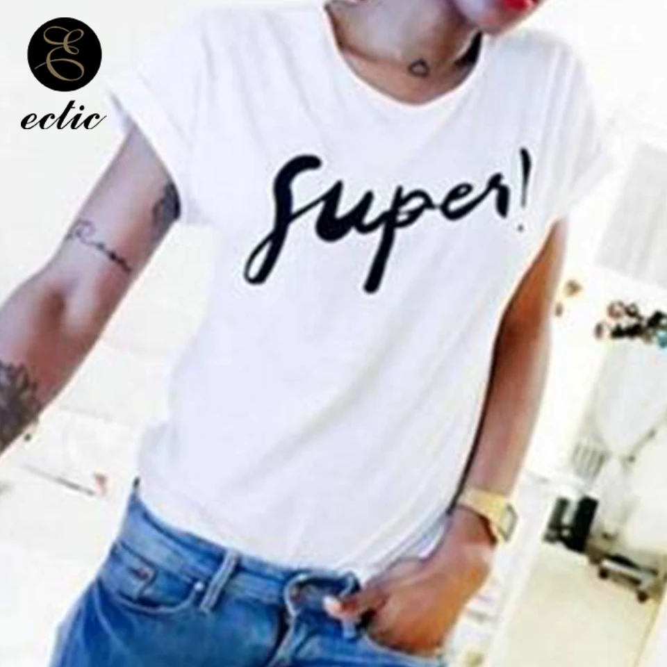 Харадзюку Буква Принт Текст Лозунг Модный Футболка Женщина Повседневный Уличный