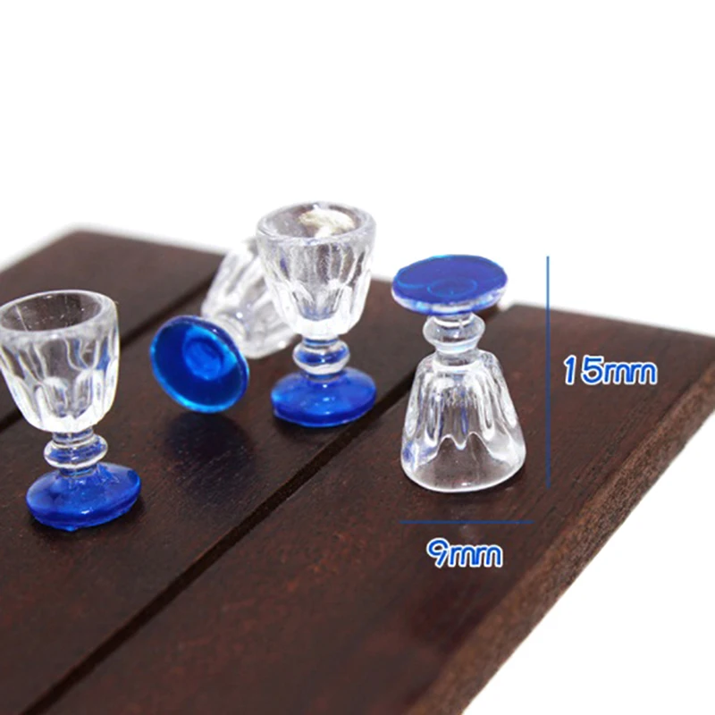 

1:12 Scale 4Pcs DIY Parts Plastic Transparent Goblet Miniature Mini Wine Beer Cup Dollhouse Craft Home Decoration Glass Model