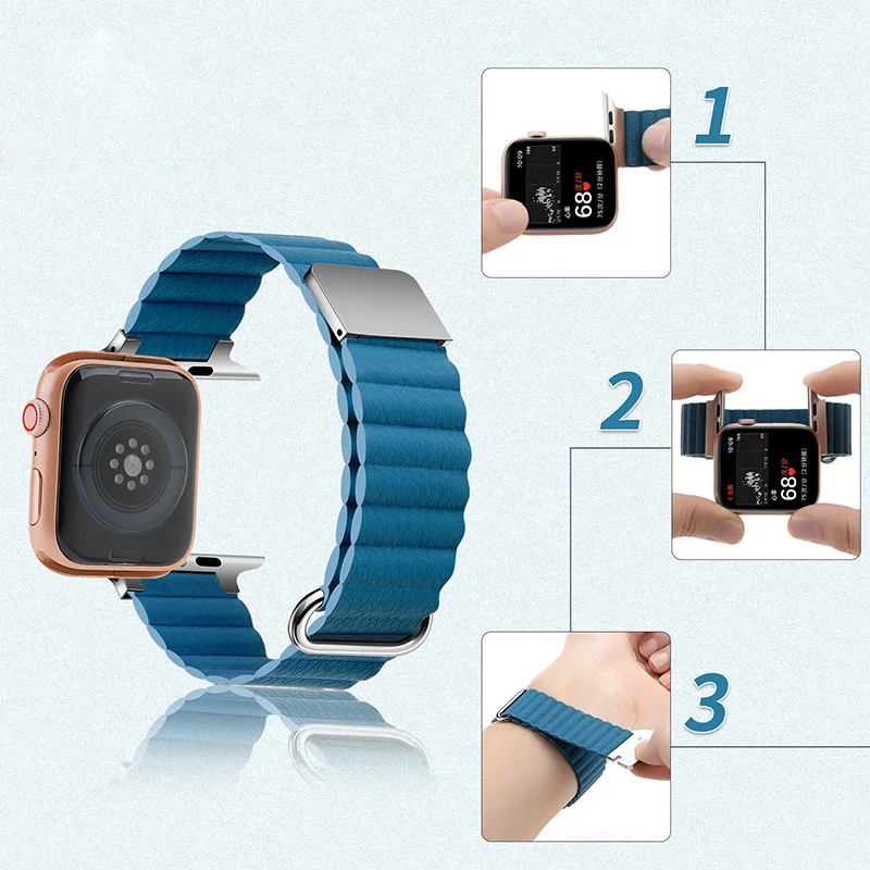 Ремешок кожаный для iwatch Series 7 SE 6 5 4 3 2 41 мм 45 роскошный умный Браслет Apple Watch 38 42 44 40 |
