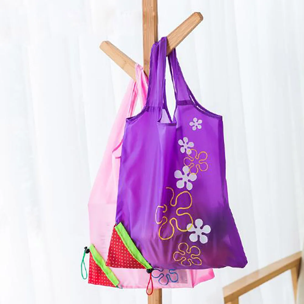 

Strawberry Foldable Shopping Bags Creative Storage Bag Handbag Reusable Folding Grocery Nylon Large Bag Tote For Ladies Girls