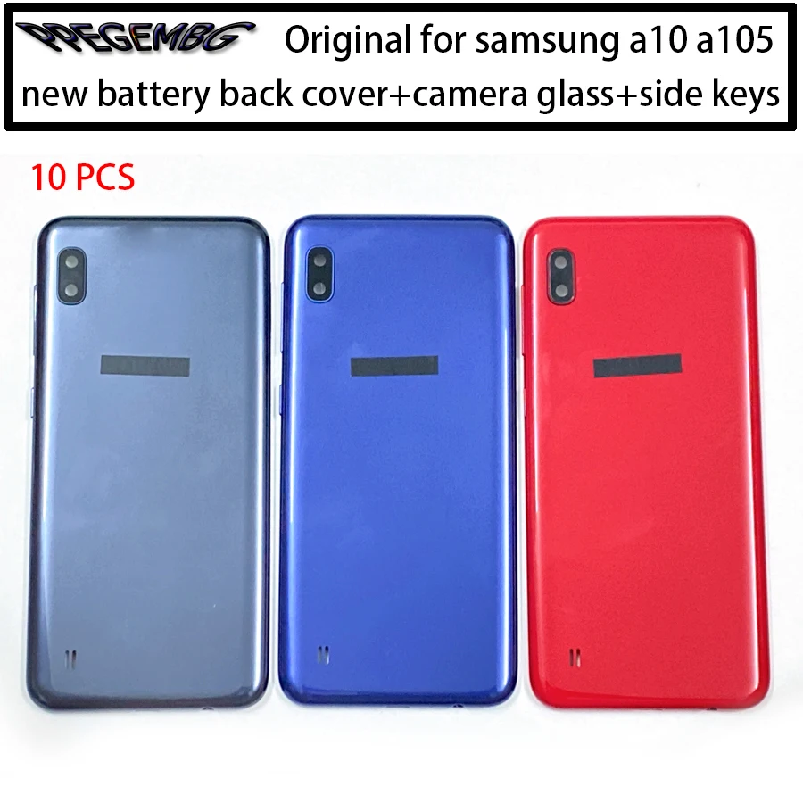

10 шт., Крышка батарейного отсека + объектив камеры + боковые кнопки + логотип для Samsung Galaxy A10 A105f