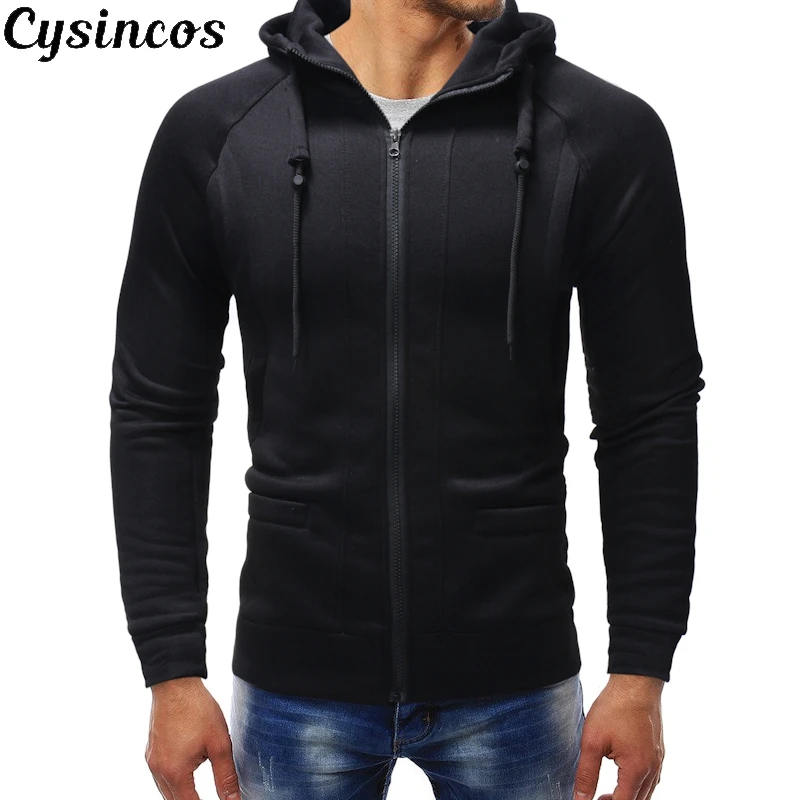 Мужская толстовка с капюшоном CYSINCOS брендовая однотонная Толстовка длинным