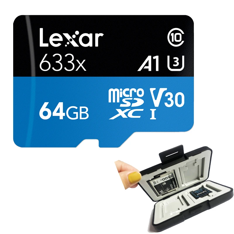 Lexar 512 ГБ 128 ГБ 256 ГБ 64 ГБ 32 ГБ высокая скорость 633x microSDHC SDXC UHS-I до 95 МБ/с./с чтение, 45 МБ/с./с Запись карта чехол